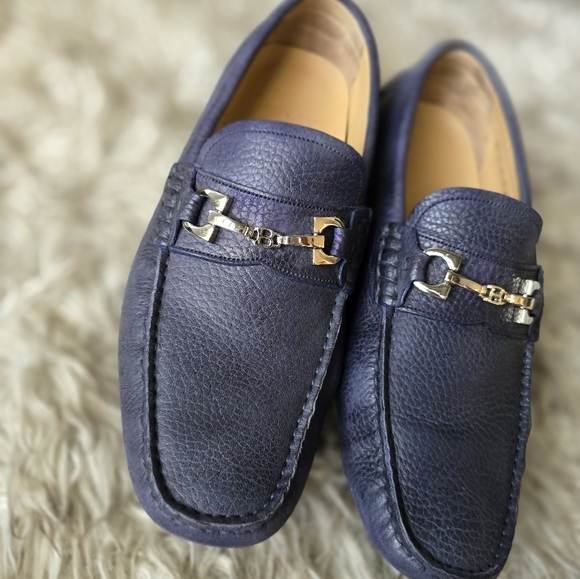Mens Bally Loafer Blue Calf Suede - Picture 2 of 10